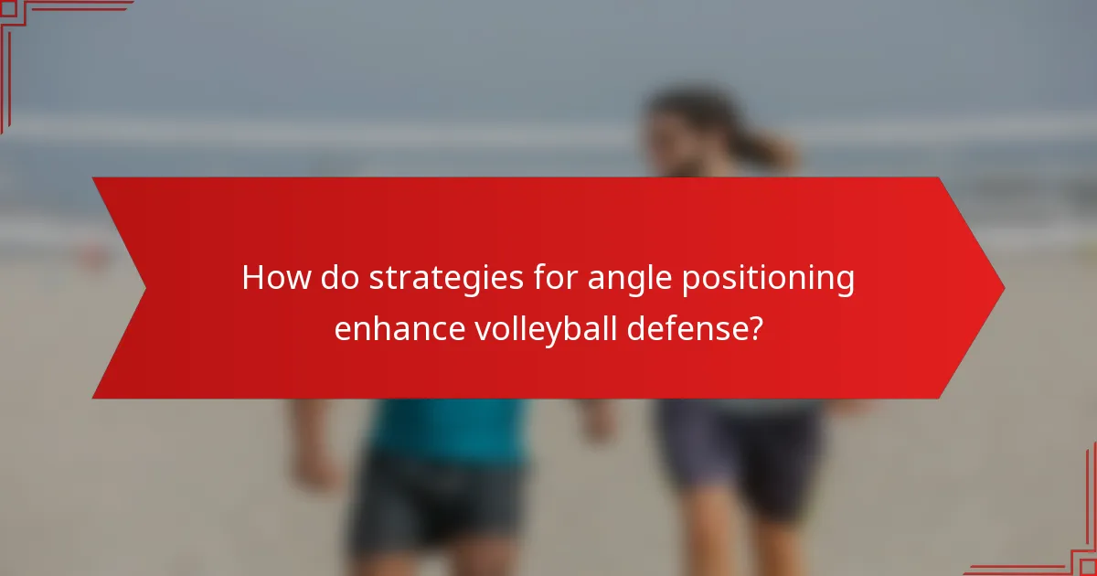 How do strategies for angle positioning enhance volleyball defense?